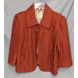 Womens Tulle Original Clothing Color Orange Wool Peacoat Size Large